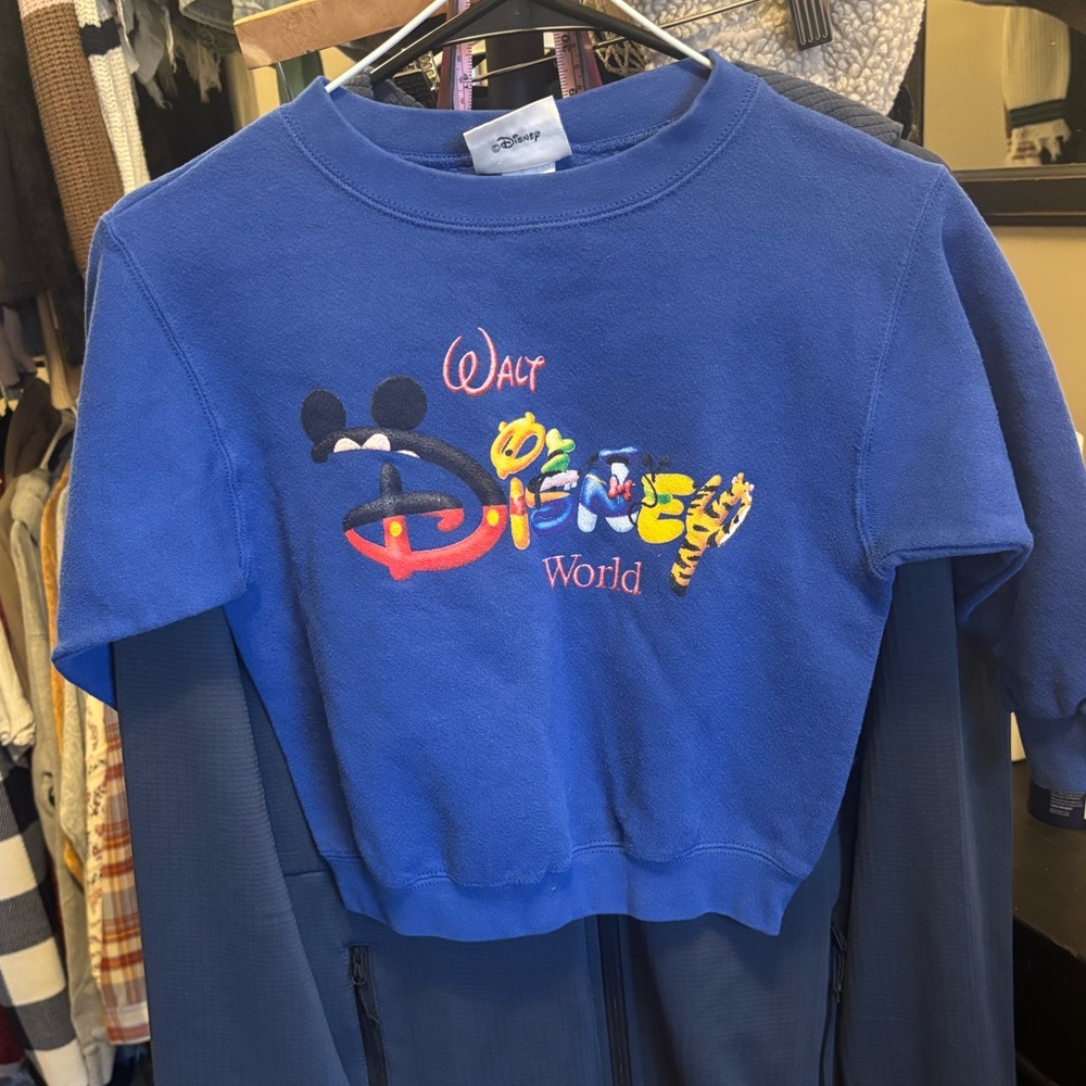 Vintage Disney Blue Kids Sweatshirt with Colorful Logo